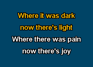 Where it was dark

now there's light

Where there was pain

now there's joy