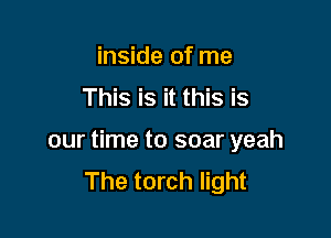 inside of me
This is it this is

our time to soar yeah
The torch light