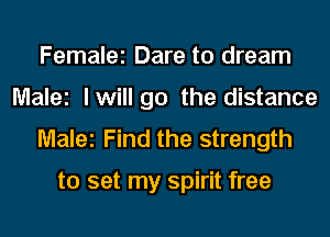 Femalei Dare to dream
Malei lwill go the distance
Malei Find the strength

to set my spirit free