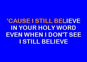 'CAUSE I STILL BELIEVE
IN YOUR HOLY WORD
EVEN WHEN I DON'T SEE
I STILL BELIEVE