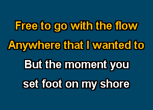 Free to go with the flow
Anywhere that I wanted to

But the moment you

set foot on my shore