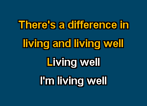 There's a difference in
living and living well

Living well

I'm living well