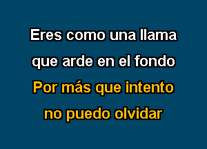 Eres como una llama

que arde en el fondo

Por mas que intento

no puedo olvidar