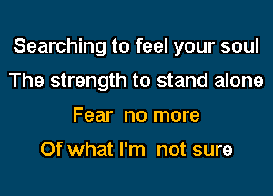 Searching to feel your soul
The strength to stand alone
Fear no more

Of what I'm not sure