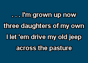 . . . I'm grown up now
three daughters of my own
I let 'em drive my old jeep

across the pasture
