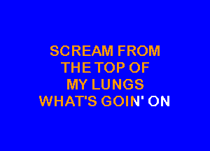 SCREAM FROM
THE TOP OF

MY LUNGS
WHAT'S GOIN' ON