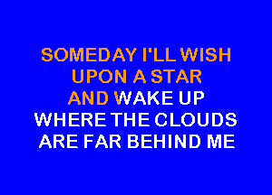 SOMEDAY I'LLWISH
UPON ASTAR
AND WAKE UP

WHERETHECLOUDS

ARE FAR BEHIND ME

g