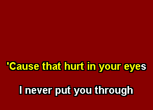 'Cause that hurt in your eyes

I never put you through