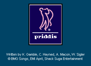 written by K. Gamble, C. Hayned, A. Macon, W. Sigler
(Q BMG Songs, EMI April, Shack Suga Entertainment