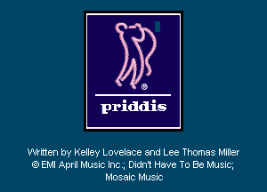 written by Kelley Lovelace and Lee Thomas Miller
(9 EMI April Music Inc.g Didn't Have To Be Musicg
Mosaic Music