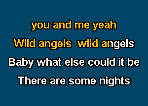you and me yeah
Wild angels wild angels
Baby what else could it be

There are some nights