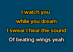 I watch you
while you dream

I swear I hear the sound

Of beating wings yeah