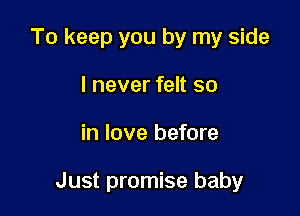 To keep you by my side
I never felt so

in love before

Just promise baby