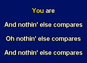 You are
And nothin' else compares
Oh nothin' else compares

And nothin' else compares