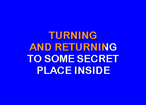 TURNING
AND RETURNING

TO SOME SECRET
PLACE INSIDE
