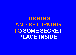 TURNING
AND RETURNING

TO SOME SECRET
PLACE INSIDE