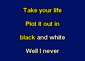 Take your life

Plot it out in
black and white

Well I never