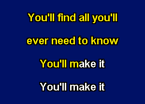 You'll find all you'll

ever need to know
You'll make it

You'll make it