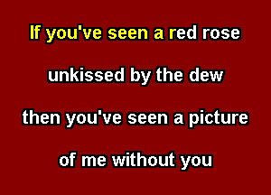 If you've seen a red rose

unkissed by the dew

then you've seen a picture

of me without you