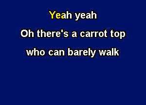Yeah yeah

0h there's a carrot top

who can barely walk