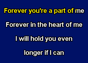 Forever you're a part of me

Forever in the heart of me

I will hold you even

longer if I can