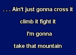 . . . Ain't just gonna cross it

climb it fight it
I'm gonna

take that mountain