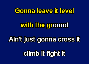 Gonna leave it level
with the ground

Ain't just gonna cross it

climb it fight it