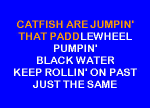 CATFISH AREJUMPIN'
THAT PADDLEWHEEL
PUMPIN'
BLACKWATER
KEEP ROLLIN' 0N PAST
JUST THESAME