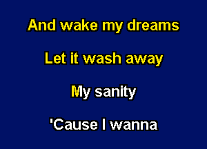 And wake my dreams

Let it wash away
My sanity

'Cause I wanna