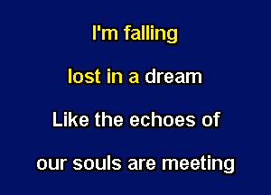 I'm falling
lost in a dream

Like the echoes of

our souls are meeting