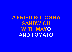 A FRIED BOLOGNA
SANDWICH

WITH MAYO
AND TOMATO