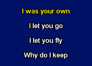 l was your own
I let you go

I let you fly

Why do I keep