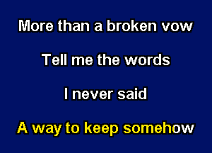 More than a broken vow
Tell me the words

I never said

A way to keep somehow