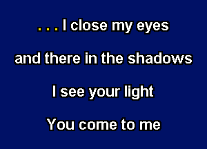 . . . I close my eyes

and there in the shadows

I see your light

You come to me