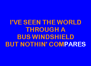 I'VE SEEN THEWORLD
THROUGH A
BUS WINDSHIELD
BUT NOTHIN' COMPARES