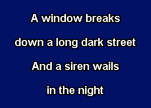 A window breaks
down a long dark street

And a siren wails

in the night