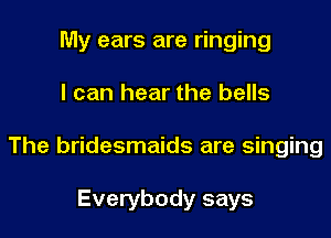 My ears are ringing
I can hear the bells
The bridesmaids are singing

Everybody says