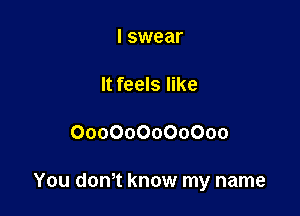 I swear

It feels like

000000000000

You d0n0t know my name