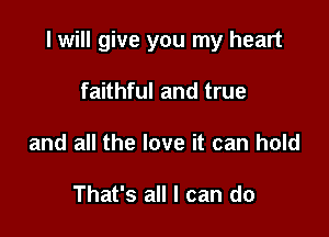 I will give you my heart

faithful and true
and all the love it can hold

That's all I can do