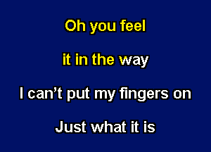 Oh you feel

it in the way

I cam put my fingers on

Just what it is