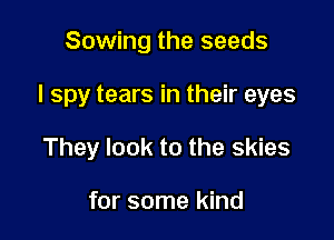Sowing the seeds

I spy tears in their eyes

They look to the skies

for some kind