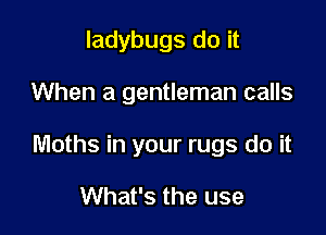 ladybugs do it

When a gentleman calls

Moths in your rugs do it

What's the use