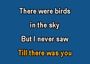 There were birds
in the sky

But I never saw

Till there was you