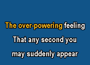 The over-powering feeling

That any second you

may suddenly appear