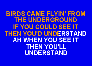 BIRDS CAME FLYIN' FROM
THE UNDERGROUND

IF YOU COULD SEE IT

THEN YOU'D UNDERSTAND
AH WHEN YOU SEE IT

THEN YOU'LL
UNDERSTAND