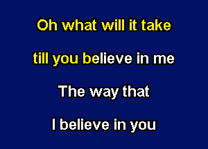 Oh what will it take
till you believe in me

The way that

I believe in you