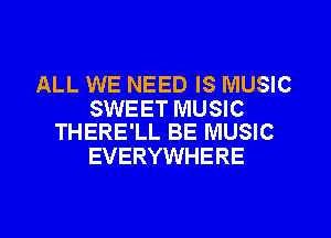 ALL WE NEED IS MUSIC

SWEET MUSIC
THERE'LL BE MUSIC

EVERYWHERE

g