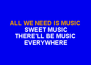 ALL WE NEED IS MUSIC

SWEET MUSIC
THERE'LL BE MUSIC

EVERYWHERE

g