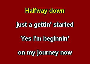 Halfway down

just a gettin' started

Yes I'm beginnin'

on my journey now
