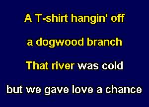 A T-shirt hangin' off

a dogwood branch
That river was cold

but we gave love a chance